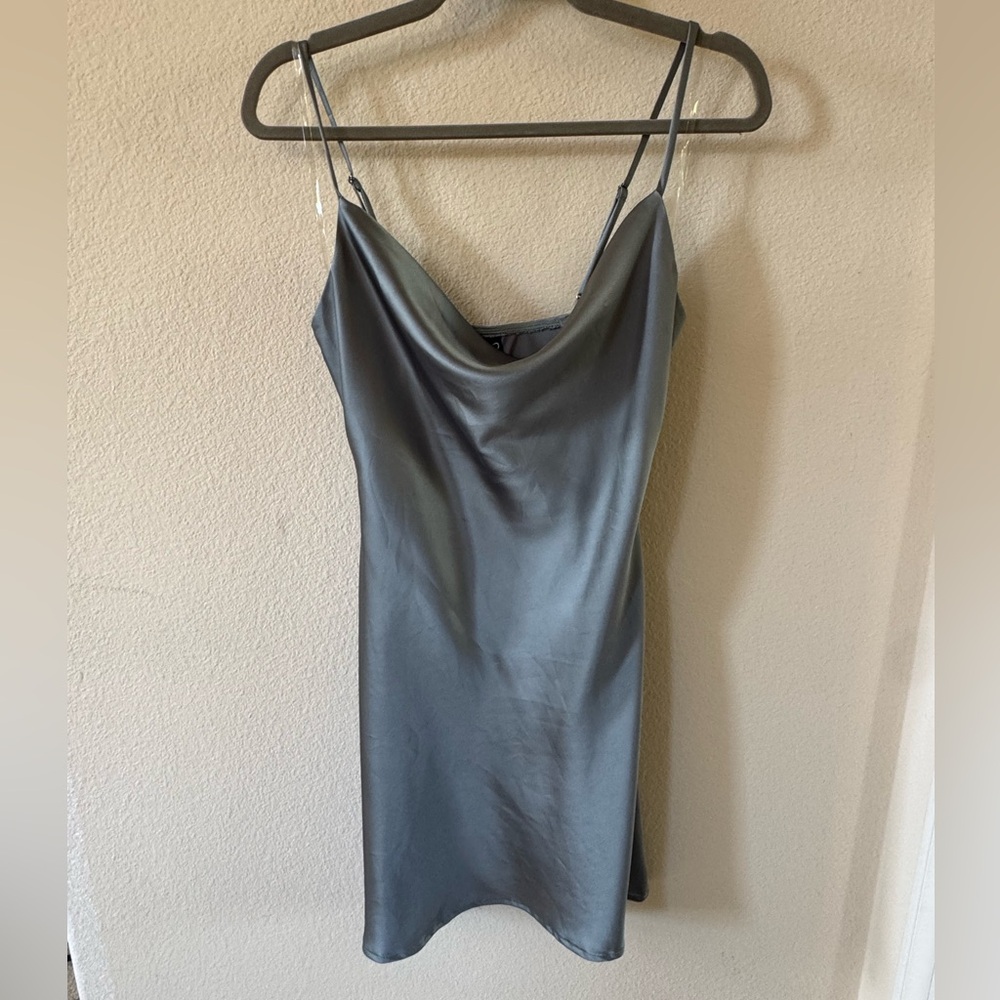 Satin Cowl Neck Slip Dress